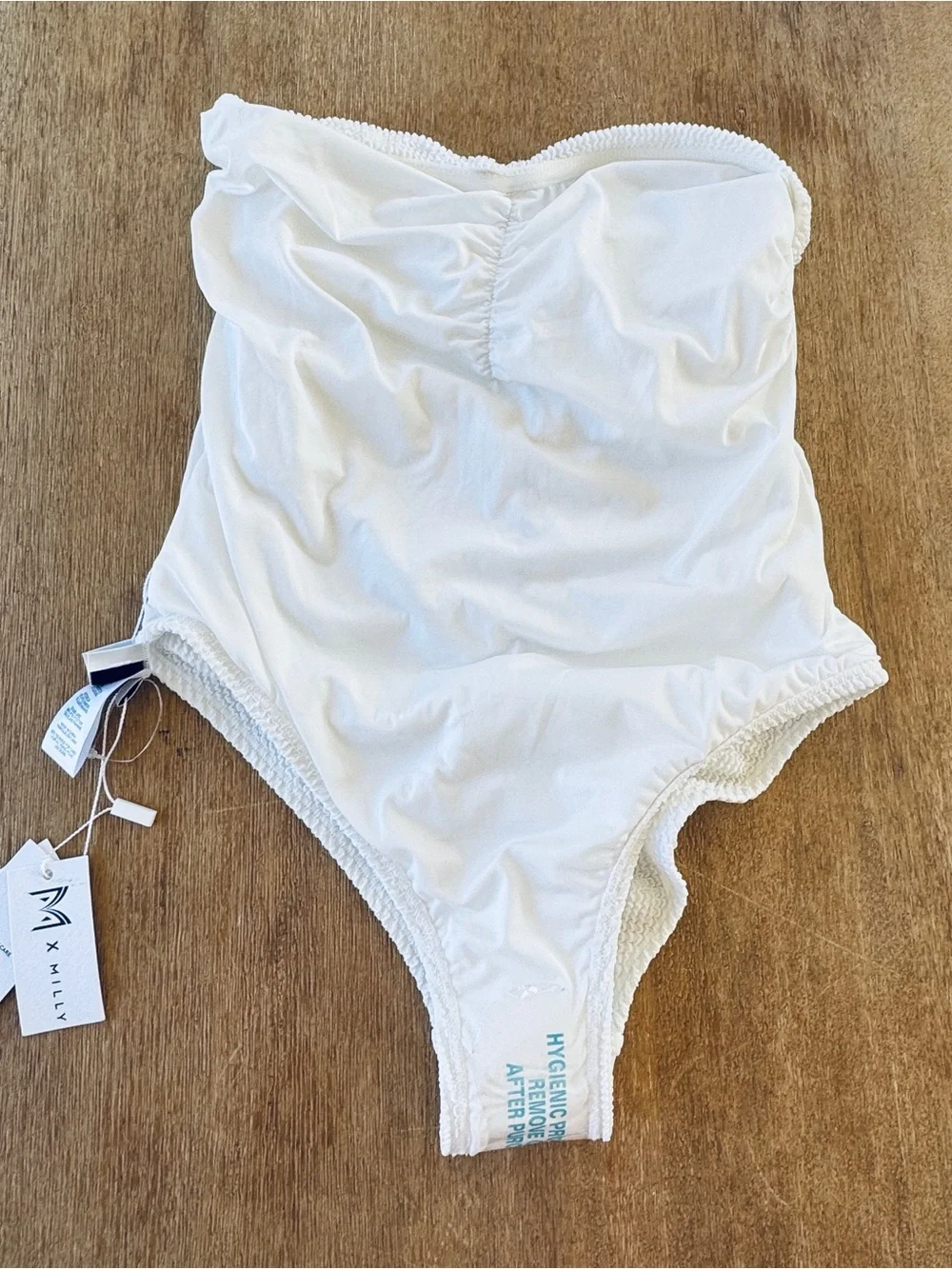 MILLY Textured Ruched One Piece Swimsuit.  New with tahs